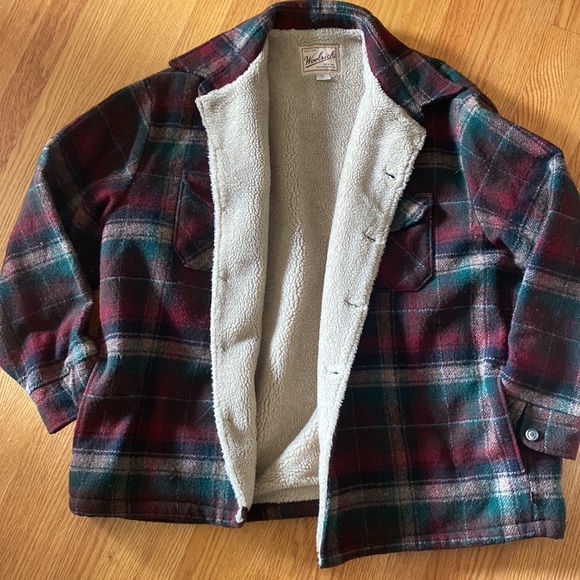 Woolrich Vintage Sherpa Flannel Plaid coat jacket shacket with pockets - Picture 3 of 12